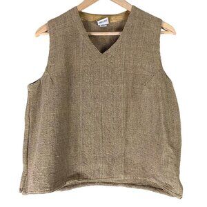 Tibetan Trader Size Medium Tank Top 100% Cotton Woven V Neck Boxy Cut Brown